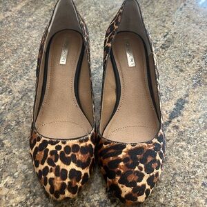 Taharo Women’s Amanda Calf hair leopard print block heel 2 inch heels